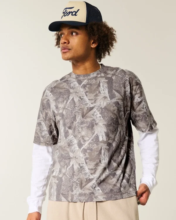 Boxy Crop Heavyweight Camo Crew T-shirt Boxy Crop Heavyweight Camo Crew T-shirt