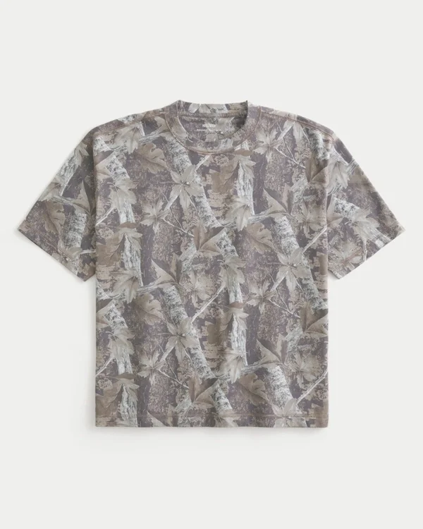 Boxy Crop Heavyweight Camo Crew T-shirt Boxy Crop Heavyweight Camo Crew T-shirt