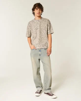 Boxy Crop Heavyweight T-shirt met luipaardprint