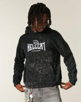 Boxy Dodge Hellcat-hoodie met luipaardprint