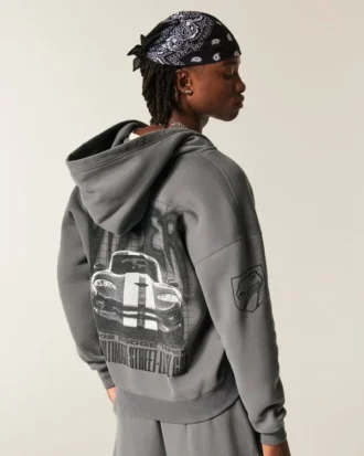 Boxy Dodge Viper grafische hoodie met ritssluiting