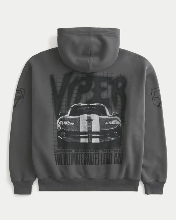 Boxy Dodge Viper grafische hoodie met ritssluiting Boxy Dodge Viper grafische hoodie met ritssluiting