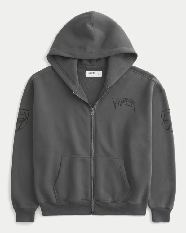 Boxy Dodge Viper grafische hoodie met ritssluiting Boxy Dodge Viper grafische hoodie met ritssluiting