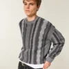 Boxy gestreepte trui met ronde hals