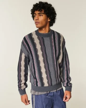 Boxy gestreepte trui met ronde hals