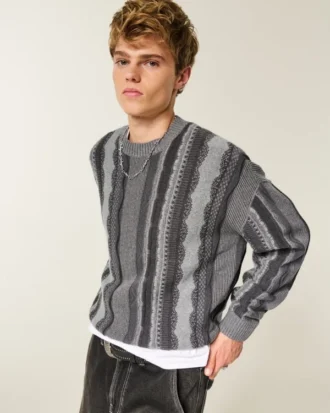 Boxy gestreepte trui met ronde hals