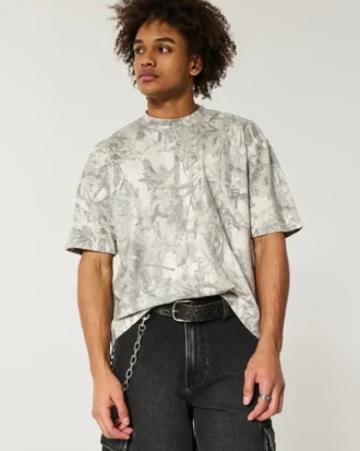 Boxy Heavyweight Crop Camo Crew T-shirt