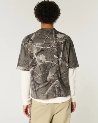 Boxy Heavyweight Crop Camo Crew T-shirt