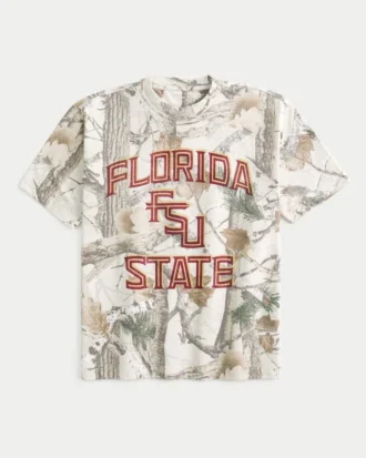 Boxy Heavyweight Florida State University Seminoles Graphic Camo T-shirt