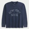 Boxy Heavyweight Long-Sleeve New York State Graphic Tee Boxy Heavyweight Long-Sleeve New York State Graphic Tee