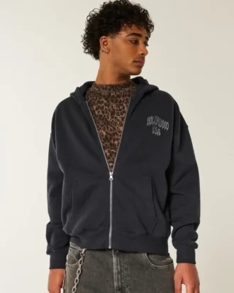Boxy Hollywood grafische hoodie met ritssluiting Boxy Hollywood grafische hoodie met ritssluiting