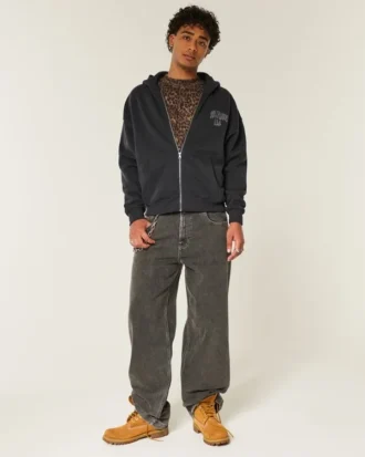 Boxy Hollywood grafische hoodie met ritssluiting Boxy Hollywood grafische hoodie met ritssluiting