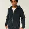 Boxy hoodie met ritssluiting en spinnengrafiek Boxy hoodie met ritssluiting en spinnengrafiek