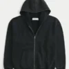 Boxy hoodie met ritssluiting en spinnengrafiek Boxy hoodie met ritssluiting en spinnengrafiek