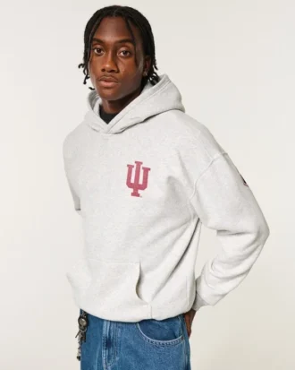 Boxy Indiana University Hoosiers Graphic Hoodie