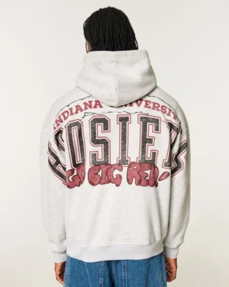 Boxy Indiana University Hoosiers Graphic Hoodie