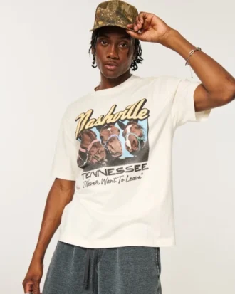 Boxy katoenen Nashville Tennessee T-shirt met opdruk