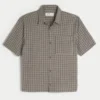 Boxy kortemouwen seersucker shirt