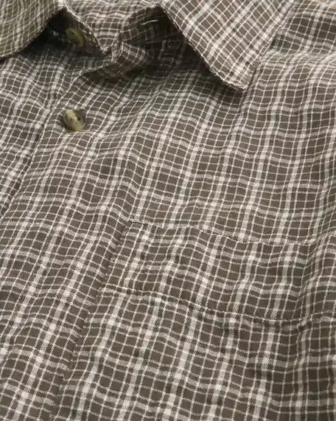 Boxy kortemouwen seersucker shirt