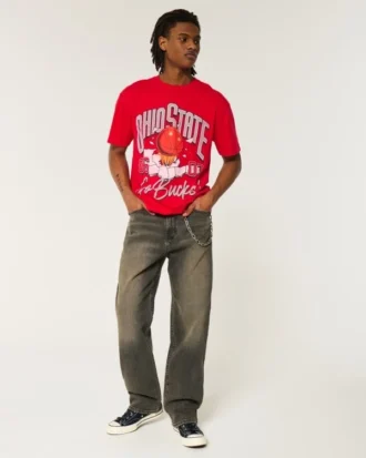 Boxy Ohio State Buckeyes T-shirt met opdruk