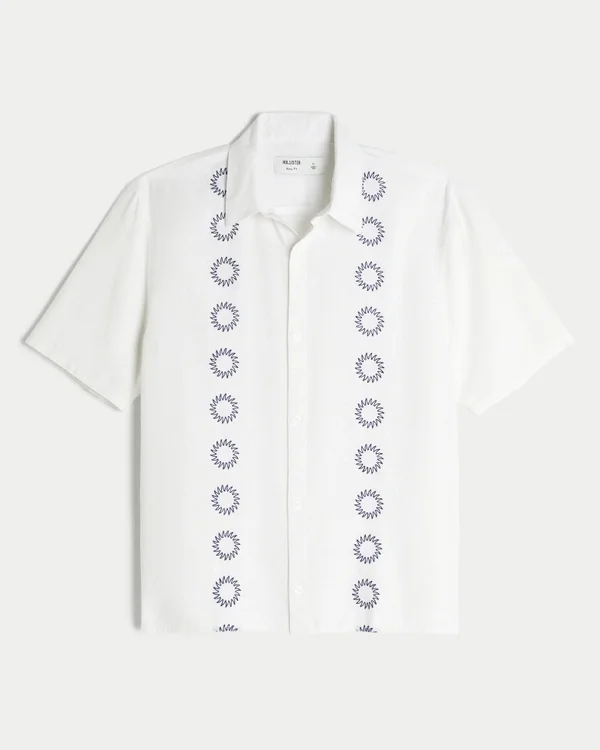 Boxy shirt met korte mouwen en borduursels Boxy shirt met korte mouwen en borduursels