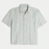Boxy shirt met korte mouwen en gestructureerde strepen