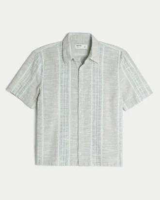 Boxy shirt met korte mouwen en gestructureerde strepen