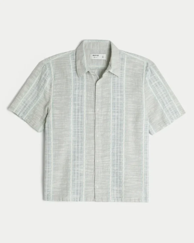 Boxy shirt met korte mouwen en gestructureerde strepen