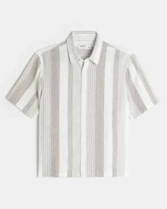 Boxy shirt met korte mouwen en gestructureerde strepen