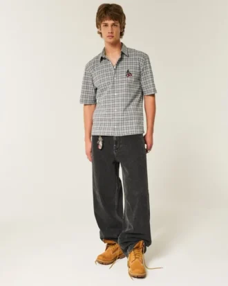 Boxy shirt met korte mouwen en kersenprint
