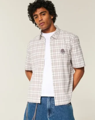 Boxy shirt met korte mouwen en paddestoelprint
