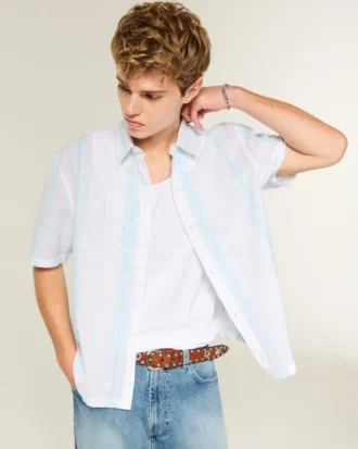 Boxy shirt met korte mouwen en strepen