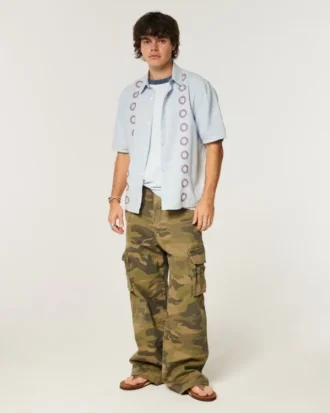 Boxy shirt met korte mouwen en strepen