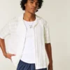 Boxy shirt met korte mouwen en textuurpatroon
