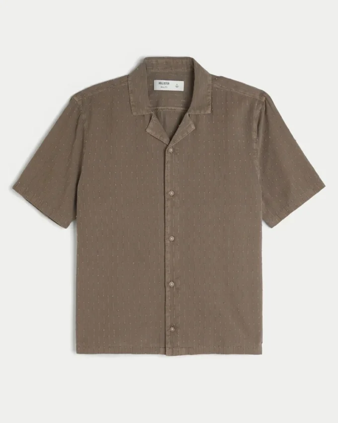 Boxy shirt met korte mouwen en textuurpatroon Boxy shirt met korte mouwen en textuurpatroon