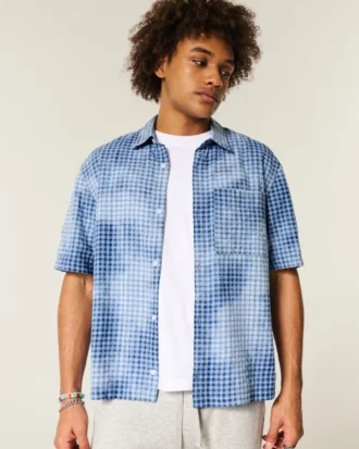 Boxy shirt met korte mouwen en zakken