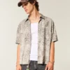 Boxy shirt met korte mouwen en zakken
