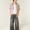 Boxy shirt met korte mouwen en zakken