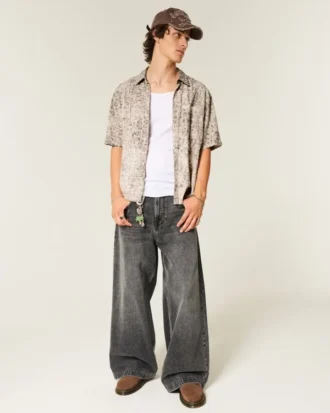 Boxy shirt met korte mouwen en zakken
