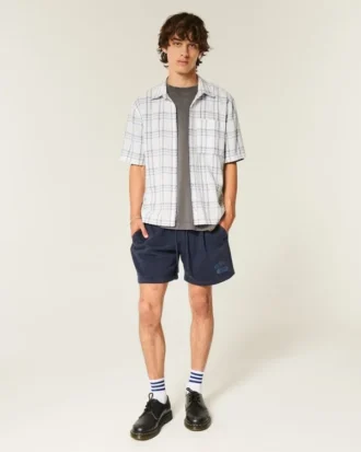 Boxy shirt met korte mouwen en zakken