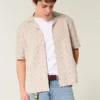 Boxy shirt met korte mouwen in haakstijl