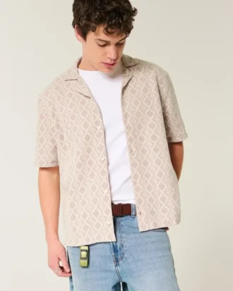 Boxy shirt met korte mouwen in haakstijl