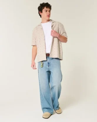 Boxy shirt met korte mouwen in haakstijl