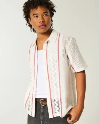 Boxy shirt met korte mouwen in haakstijl Boxy shirt met korte mouwen in haakstijl