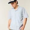 Boxy shirt met korte mouwen van linnenmix