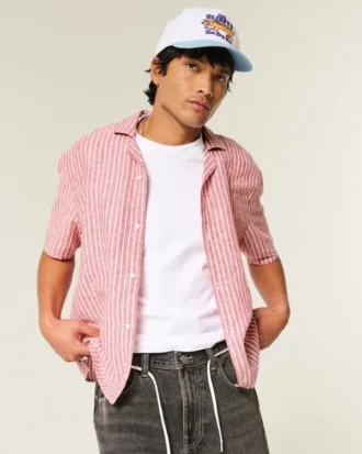 Boxy shirt met korte mouwen van linnenmix Boxy shirt met korte mouwen van linnenmix