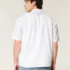 Boxy shirt met korte mouwen van linnenmix