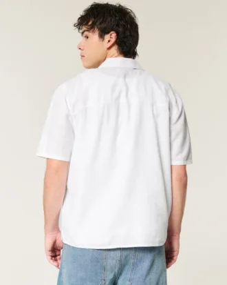 Boxy shirt met korte mouwen van linnenmix