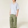 Boxy shirt met korte mouwen van linnenmix