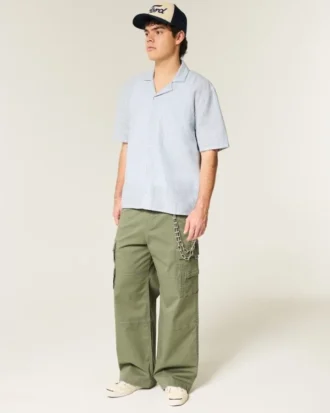 Boxy shirt met korte mouwen van linnenmix
